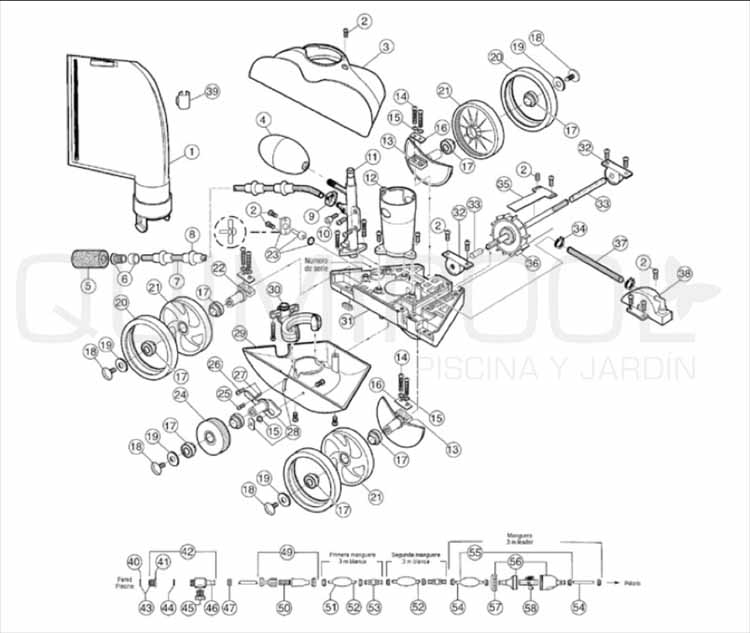 Recambio Zodiac Polaris 280 N 3 Carcasa superior azul