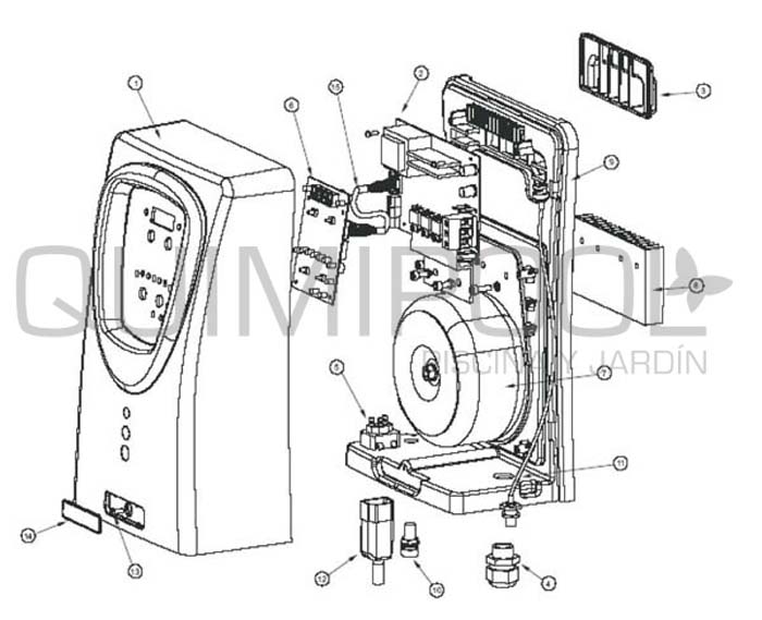 Recambio clorador CTX Junior N 9 Estructura interna controlador