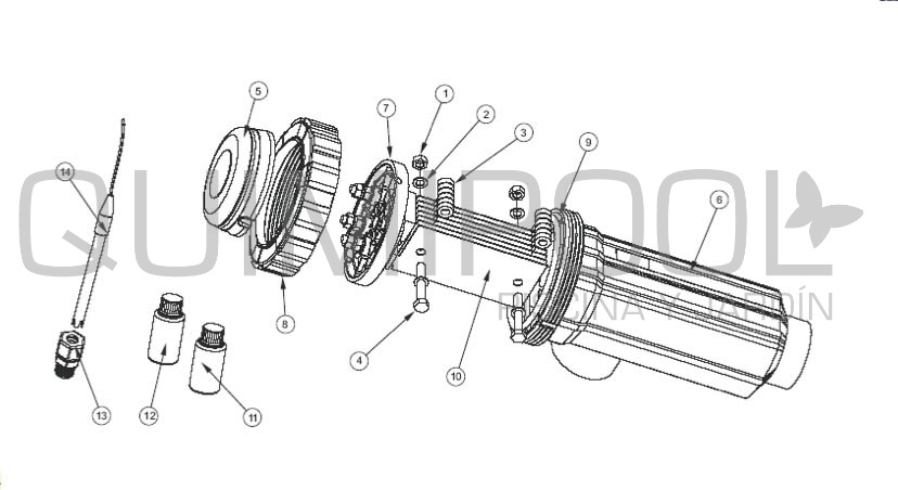 Recambio célula clorador CTX N 4 Tornillo PP M8 porta-electrodos