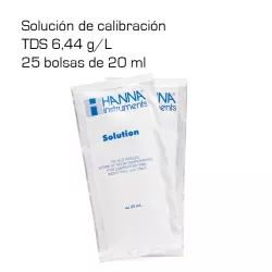 Solución Hanna calibración TDS 6,44 g/l (25 bolsas de 20 ml)