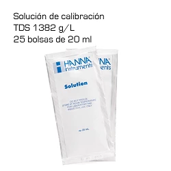 Solución Hanna calibración TDS 1382 mg/l (25 bolsas de 20 ml)