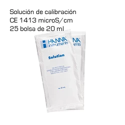 Solución Hanna calibración CE 1413 microS/cm (25 bolsas de 20 ml)
