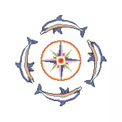Dibujo gresite HT-K Grupo 4 delfines con rosa