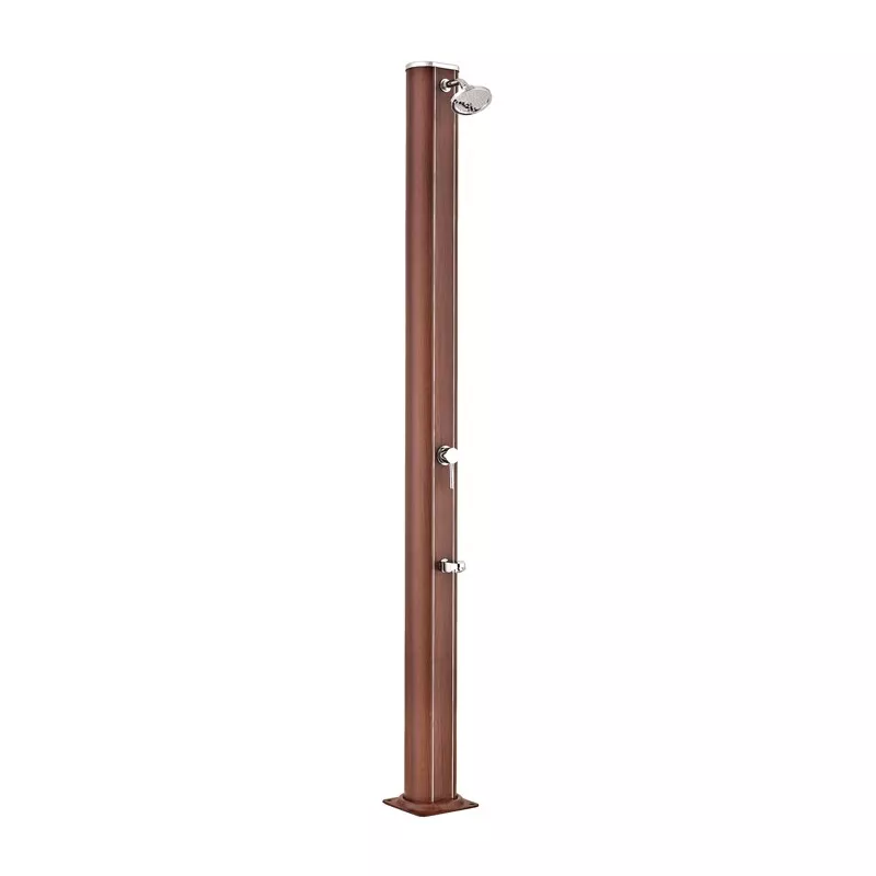 Ducha solar GRE redonda 32 litros (aspecto madera)