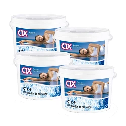 CTX 9 en 8  kg. Minorador de ph solido para piscinas de sal - Pack de 4 envases