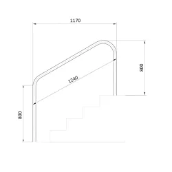 Pasamanos para piscina con pletinas de 1.220 mm. AISI-316