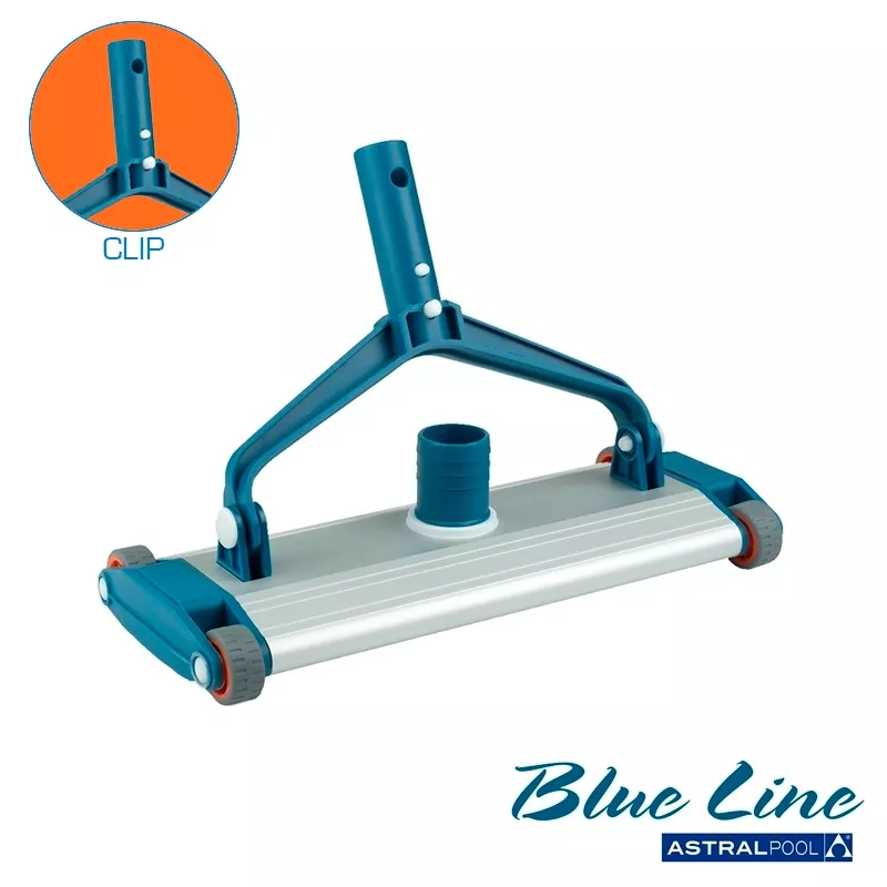 Paletta dosatrice blu con manico per pulizia piscina, 13,5 x 11 x 9,5