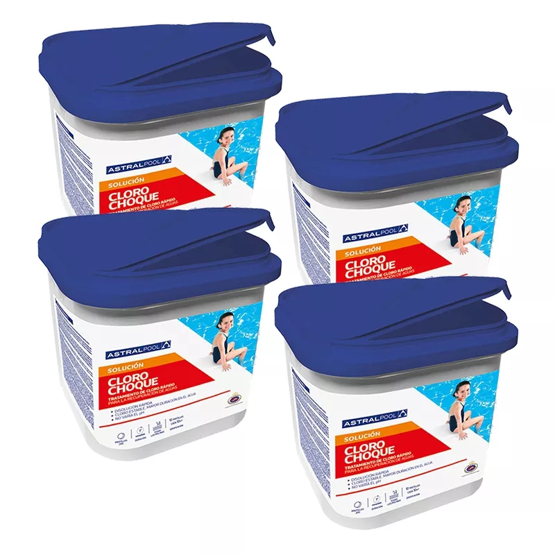 Cloro rápido en pastillas Astralpool en 5 kg - Pack de 4 envases