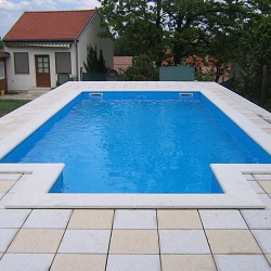 Kit Piedra para piscina de 8x4+Escalera Romana Cuadrada 2x1,5mts. exterior