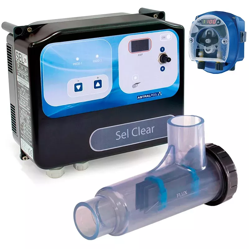 Clorador salino Astralpool Sel Clear 30 con regulador de pH Seko Dinamik