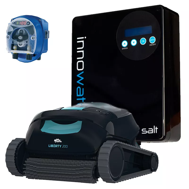 Cloratore a sale Innowater SALT 15 + regolatore di pH Seko Dinamik + Dolphin Liberty 200