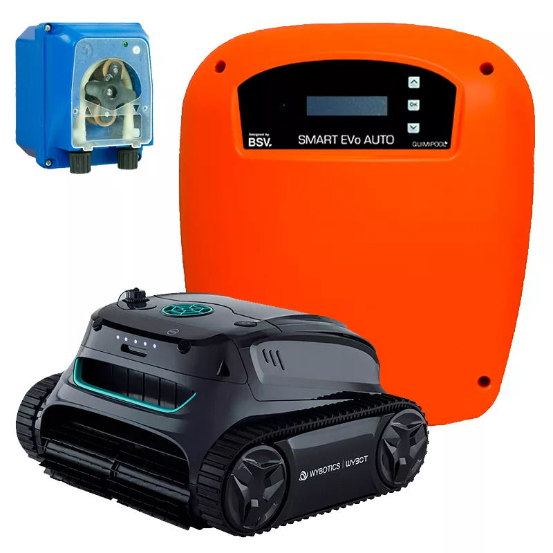 Clorador BSV SMART EVo AUTO 25 + kit de controlo do pH + Wybot i30 NG