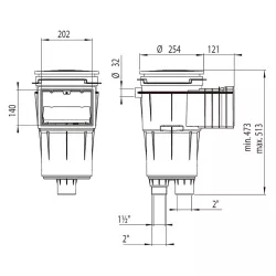 Skimmer Astralpool coperchio quadrato 17,5 L