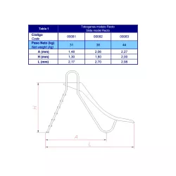 Tobogan para piscina altura 1.800 mm.