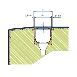 Rejilla rebosadero piscina para curvas 35/195 mm.