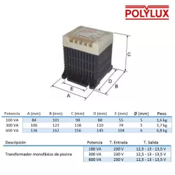 Transformador piscina Polylux 600W