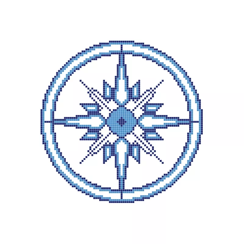 Dibujo gresite Rosa azul y blanca
