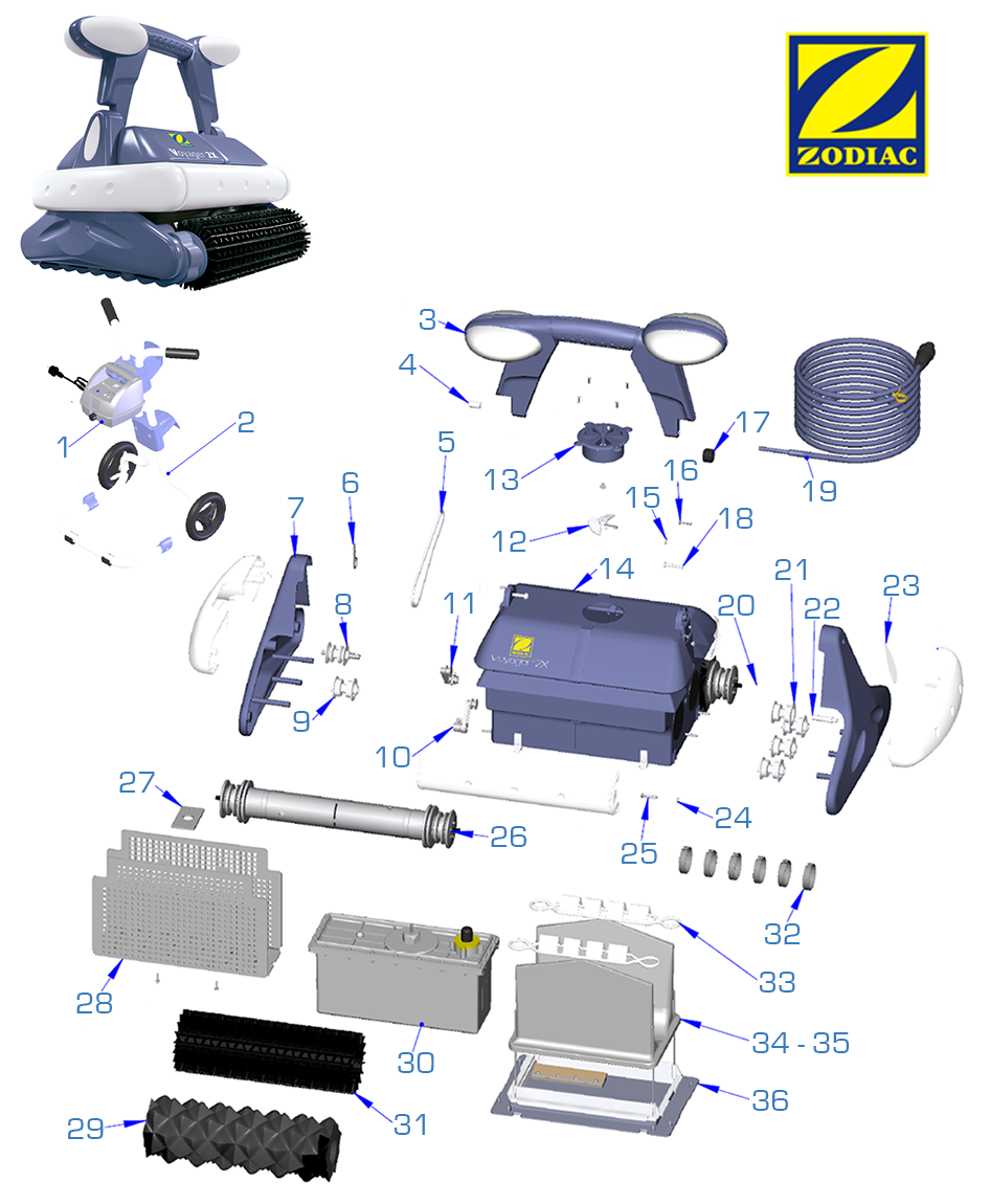 Recambios Zodiac Voyager 2X