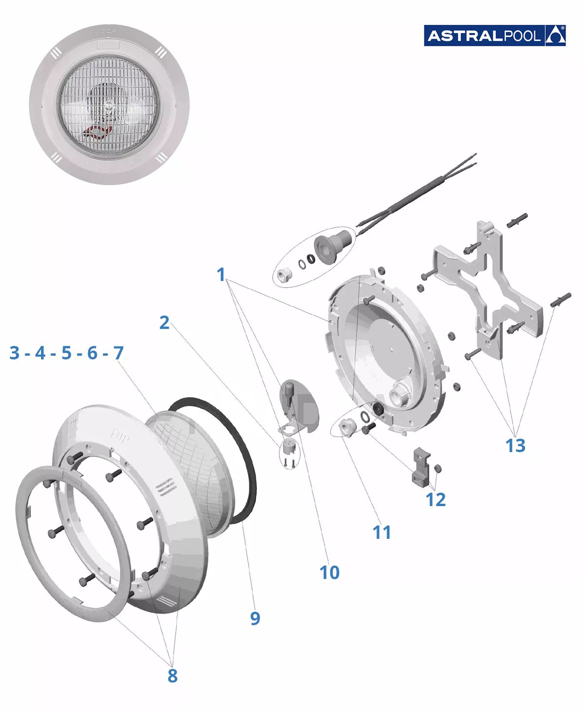 Spare flat spotlight Astralpool