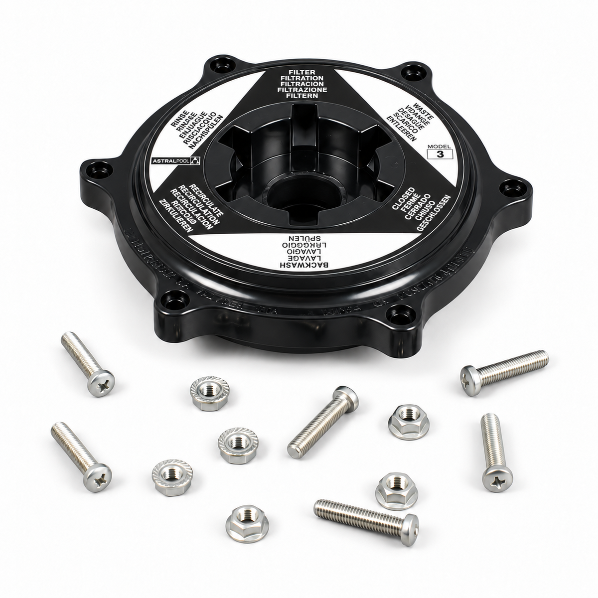 Recambio Astralpool Válvula selectora tornillos 1" 1/2 Tapa