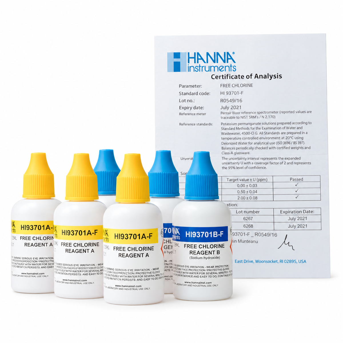 Reactivo líquido Hanna para Cloro Libre 300 test — kit completo