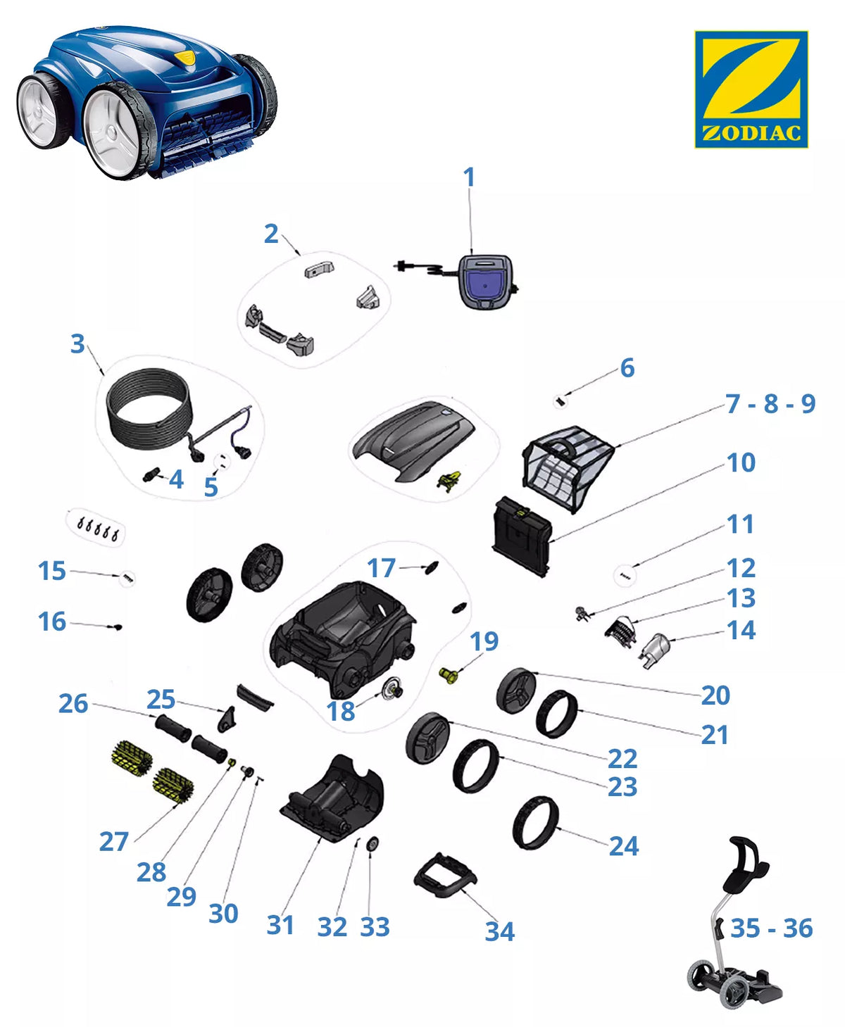 Spare parts Zodiac RV 4400 Tile
