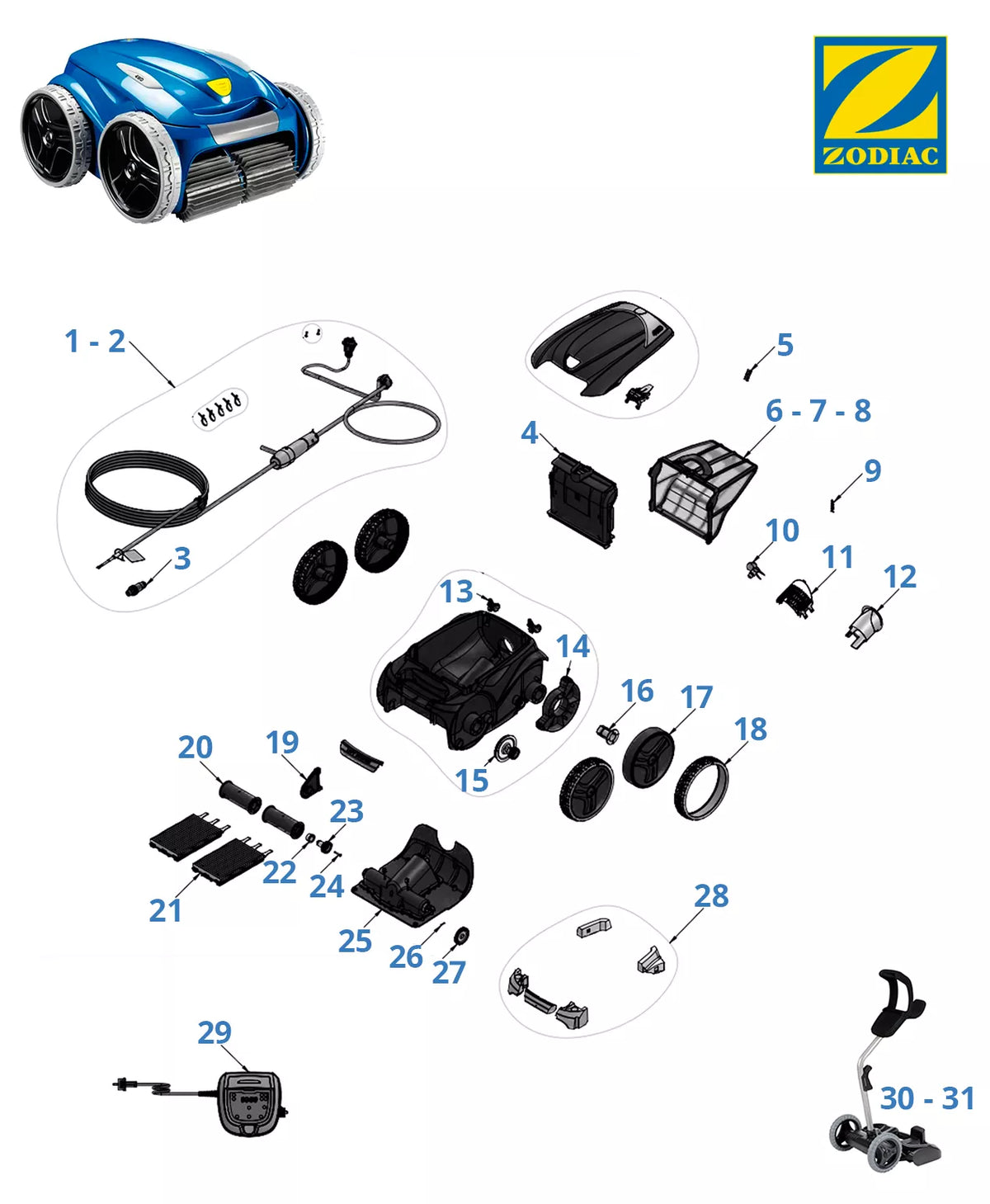 Onderdelen Zodiac RV 5400