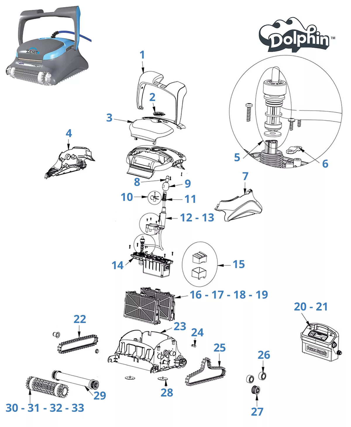 Spare parts for Dolphin Zenit 15