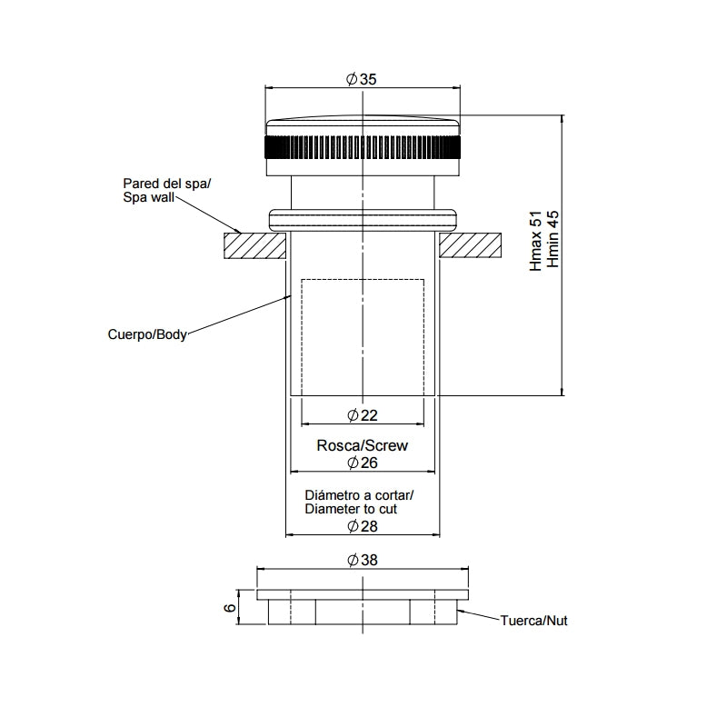 Toma de aire regulable 3/4" cromada minispas