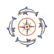 Dibujo gresite HT-K Grupo 4 delfines con rosa
