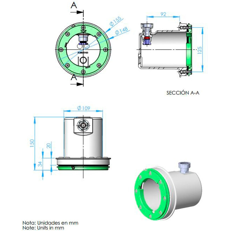 Nicho para foco piscina prefabricada Mini