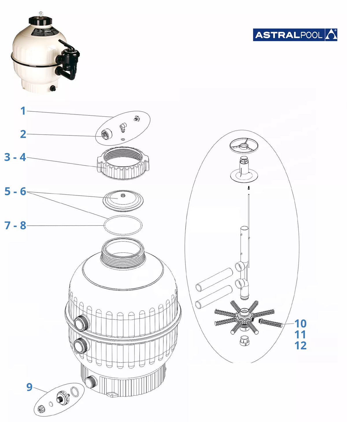 Recambios filtro Astralpool Cantabric