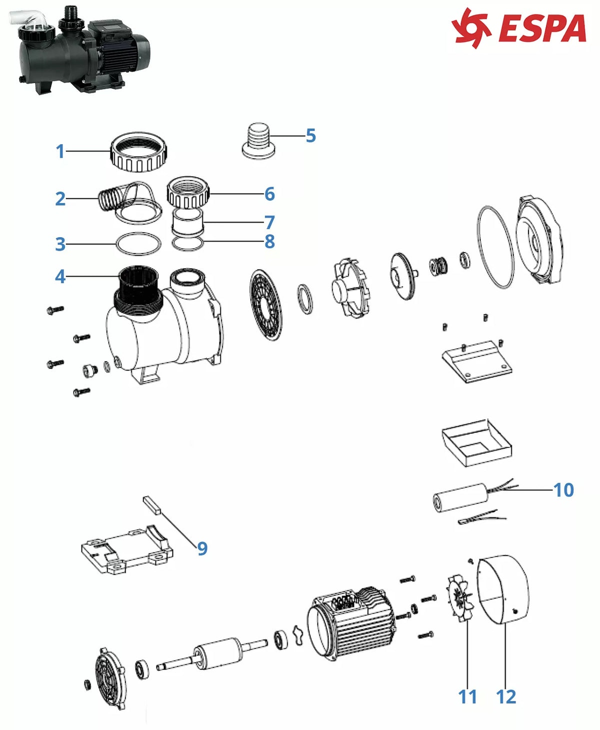 Spare parts ESPA Jardino Pool Nox 25 pump
