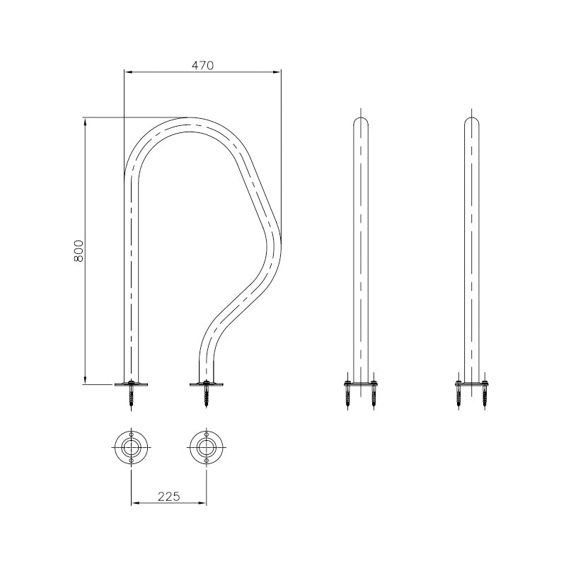 Pasamanos Astralpool para salida piscina 470 x 800 (pletina)