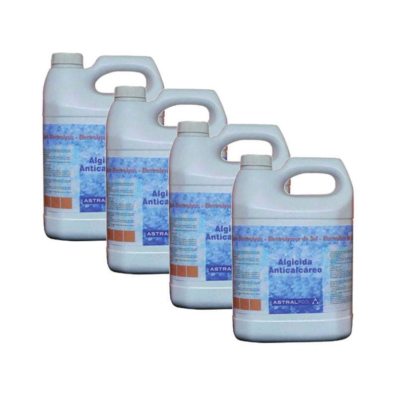 Algicida y Anticalcáreo Astralpool especial electrólisis salina en 5 lts - Pack de 4 envases