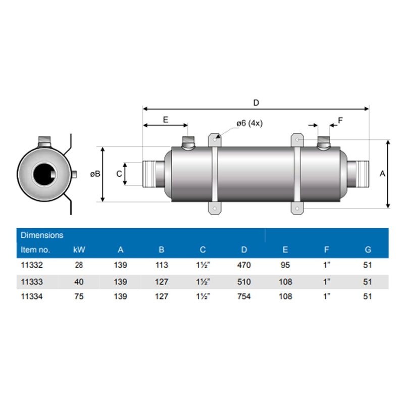 Intercambiador Pahlén Hi-Flow titanio T40 de 40 KW