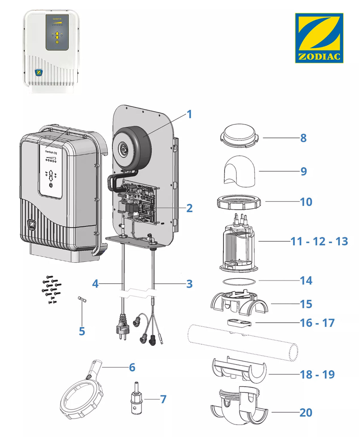 Recambios clorador Zodiac GenSalt OE