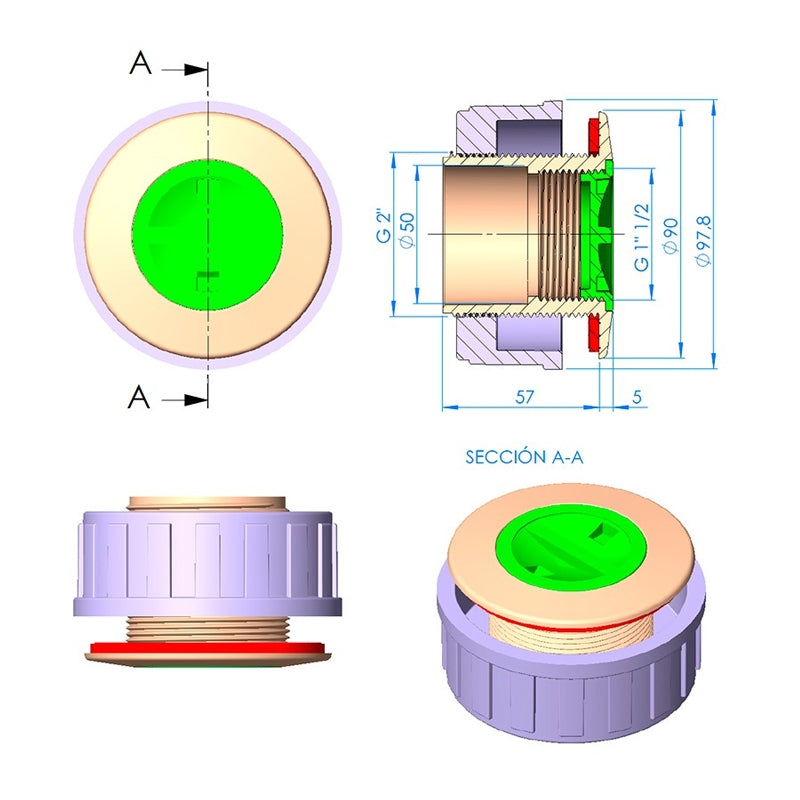 Boquilla LumiPlus Mini para piscina poliéster