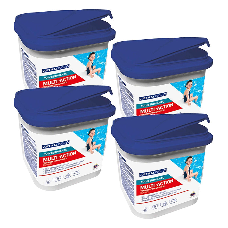 Multiacción en pastillas de 250 gramos Astralpool en 5 kg - Pack de 4 envases