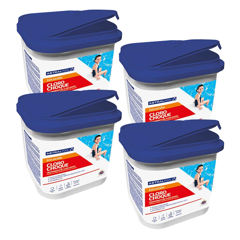 Cloro rápido en pastillas Astralpool en 5 kg - Pack de 4 envases