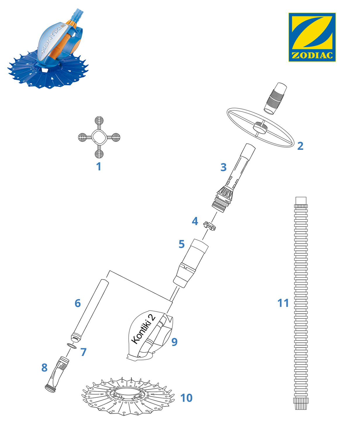 Peças de substituição Zodiac Kontiki 2