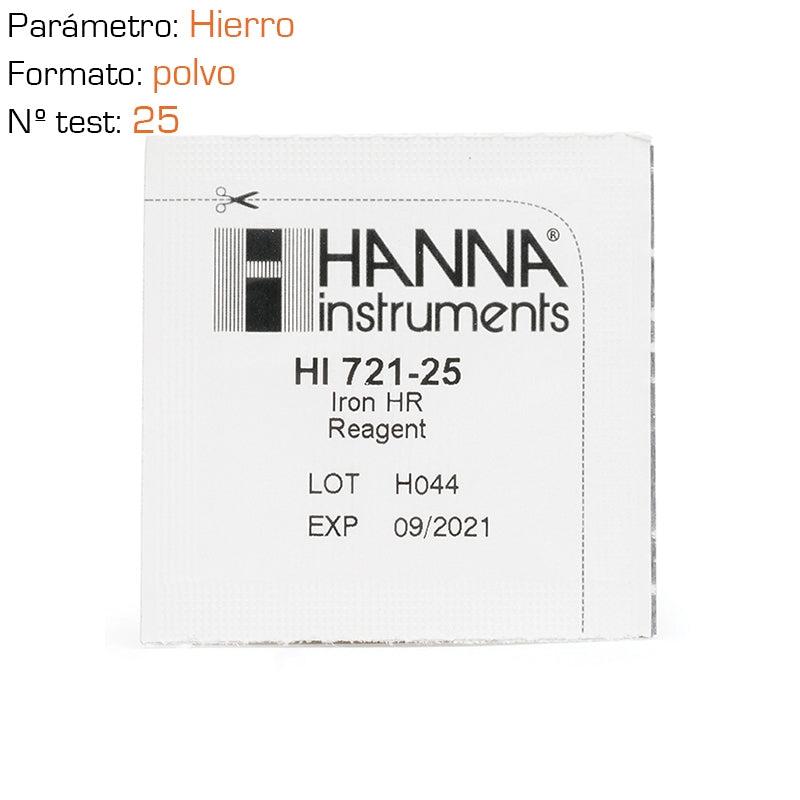 Reactivo en polvo para hierro 25 tests