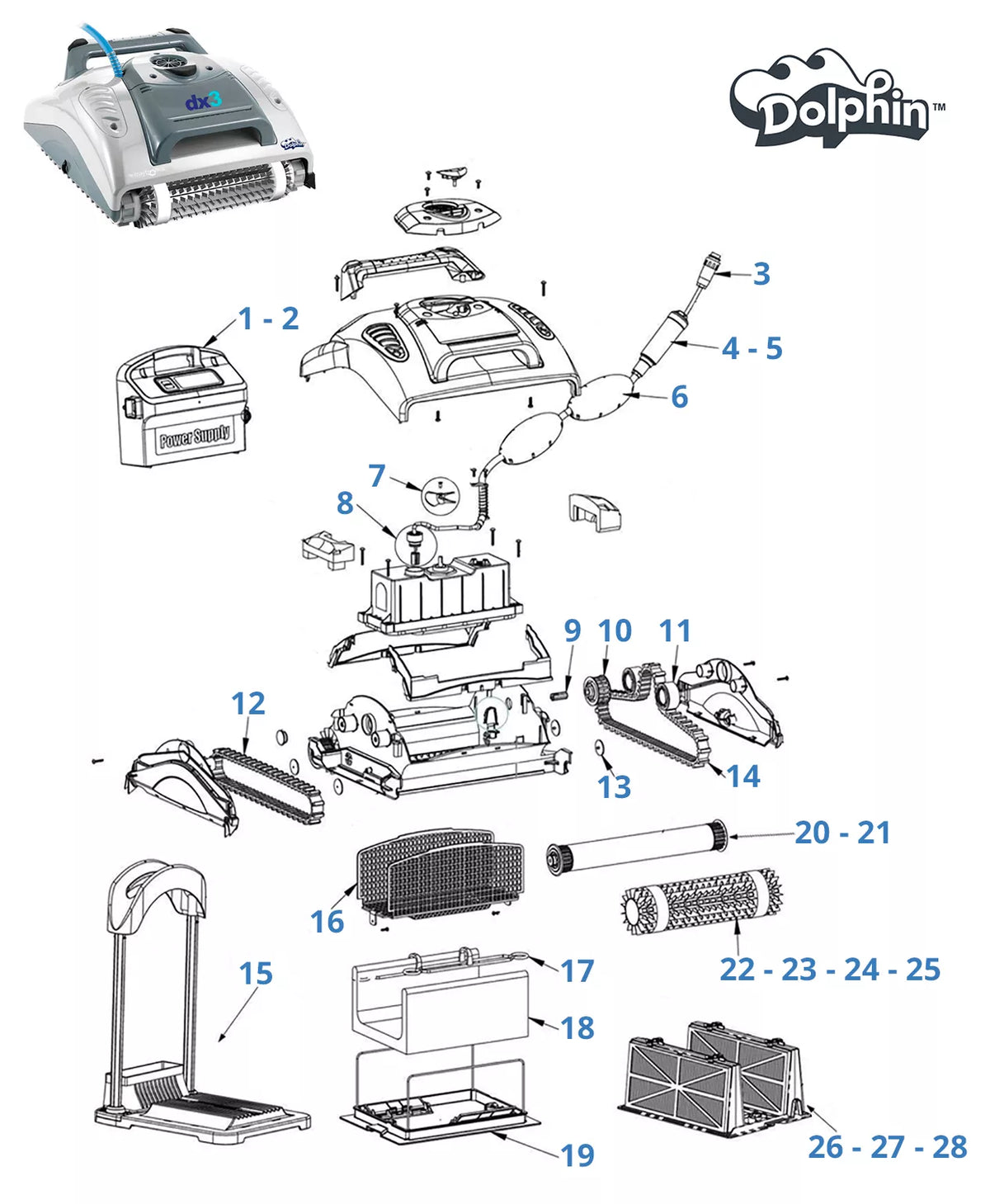 Peças de substituição para Dolphin Dx3