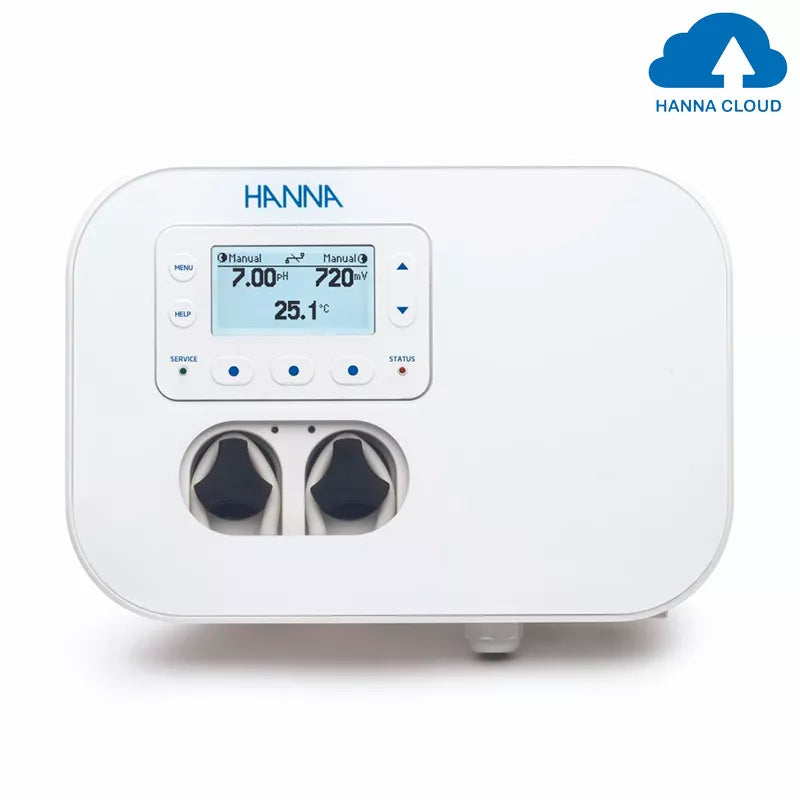 Hanna Controlo automático de pH, ORP e temperatura BL132-20 com painel de câmara de fluxo e Ethernet