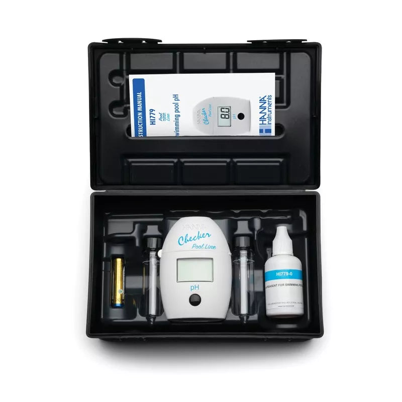 HANNA Checker HI779 digital pH tester, 6.5 to 8.5 measurement, includes cuvettes and reagent for 100 tests