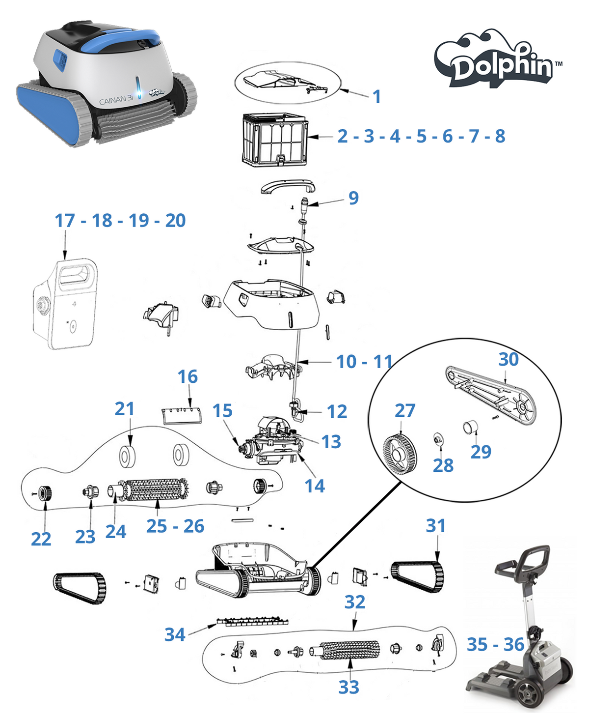Recambios para Dolphin Cainan 3i