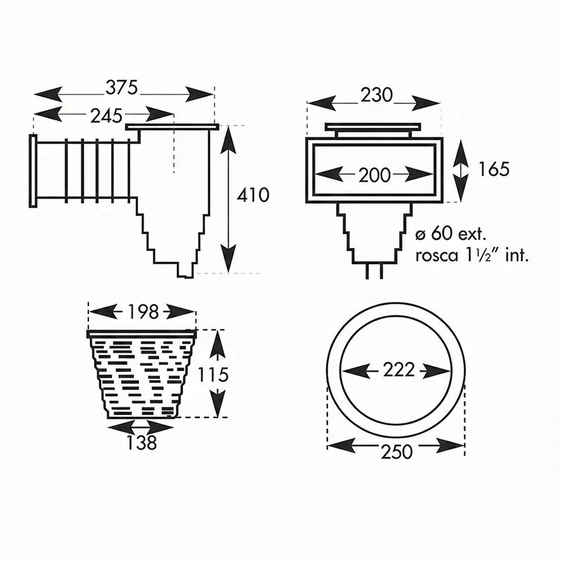 Skimmer Tapa cuadrada para piscina de liner