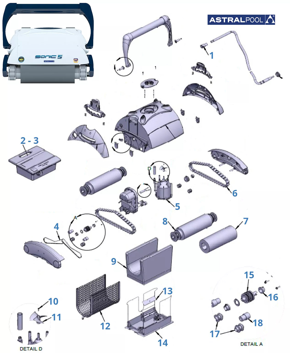 Recambios Astralpool Sonic 5
