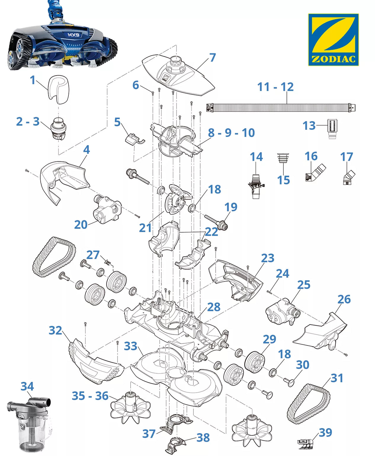 Recambios Zodiac MX9