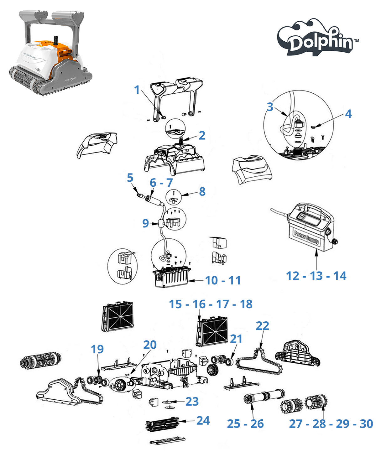 Spare parts for Dolphin Acuarius R6